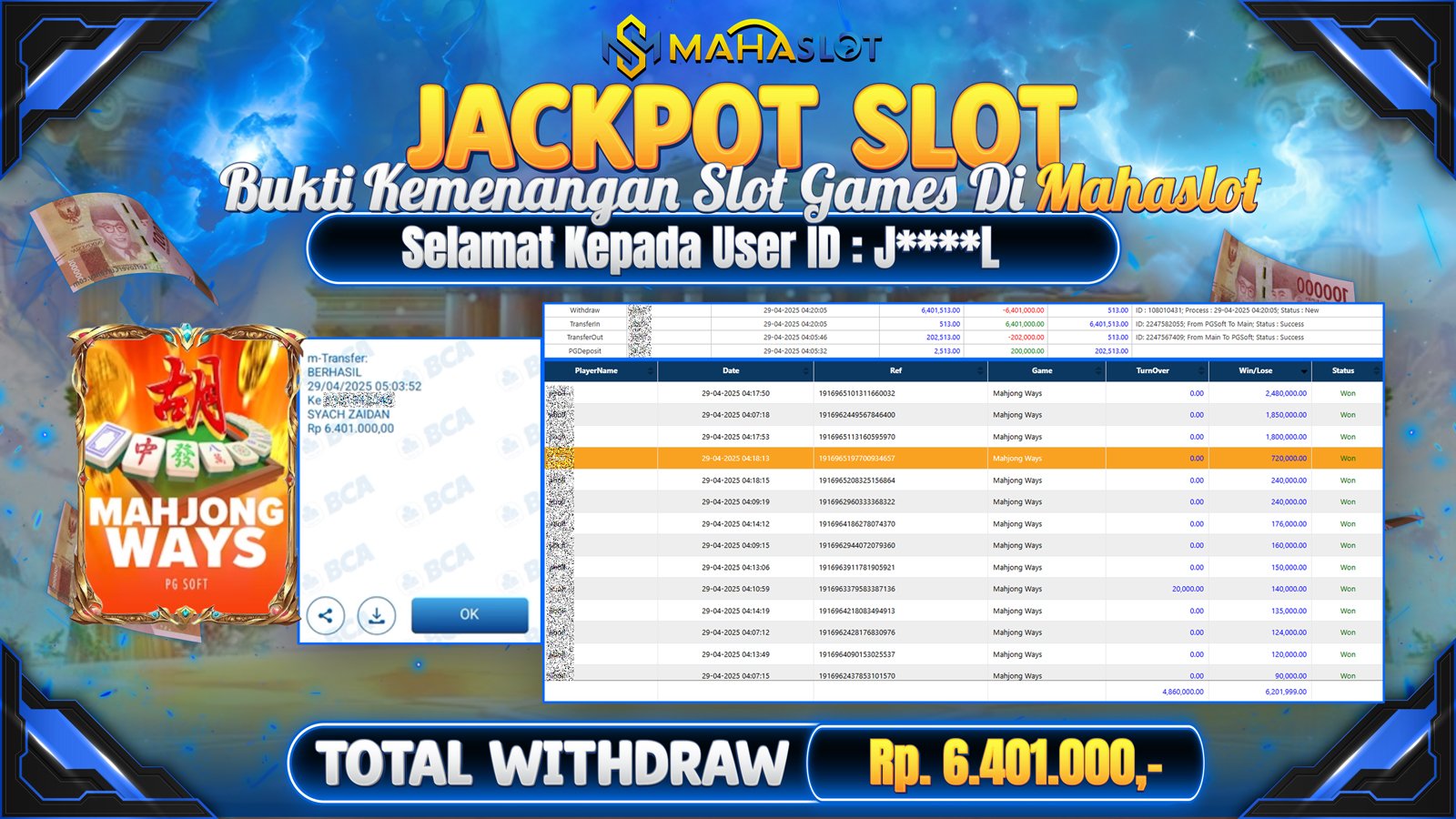 MAHASLOT JACKPOT SLOT GAMES MAHJONG WAYS Rp. 6.401.000,- LUNAS