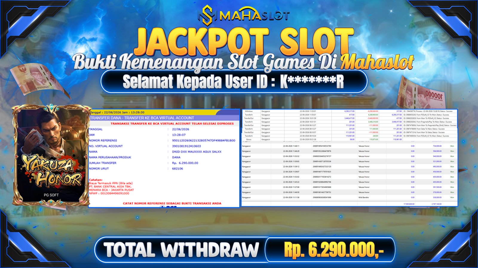 MAHASLOT JACKPOT SLOT GAME YAKUZA HOROR Rp. Rp.6.290.000,- LUNAS