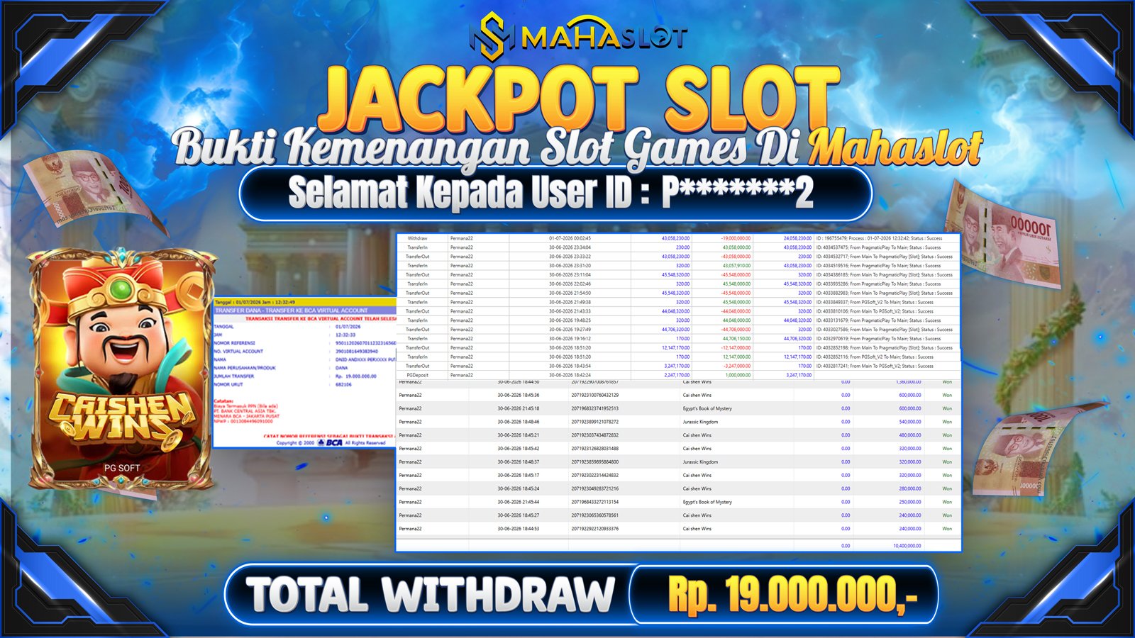 MAHASLOT JACKPOT SLOT GAME CAISHEN WINS Rp.19.000.000,- LUNAS